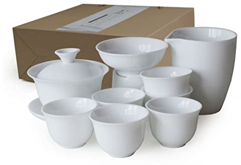 Gaiwan Teetasse Chinesisches Gongfu-Tee-Set, hohe weiße Porzellan-Keramik-Geschenkbox (Jiangjun Tasse)