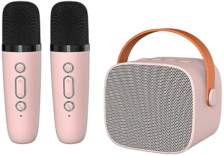 WUUISDNX Máquina De Profesional con Micrófono Inalámbrico Y Reproducción Multiformato - ABS Portátil Y Recargable, Rosa Hermosa