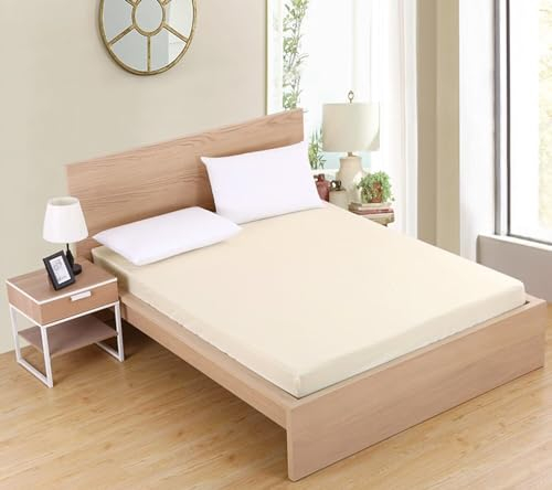 Mikrofaser Spannbettlaken Jersey Topper Matratzenhöhe bis 30 cm mikrofaser Baumwolle Spannbetttücher spannbettlaken für Boxspringbett Wasserbett 80x200cm Creme Farben
