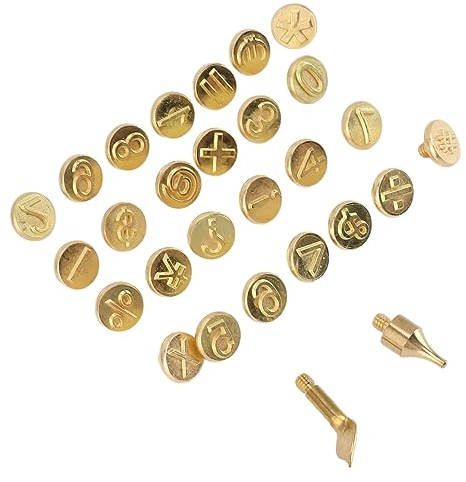 Fdit Zahlen-Holzbrennspitzen-Set, Brandmalerei-Gravierwerkzeug aus Messing, 28-teilig, mit DIY-Prägung und Schnitzarbeiten