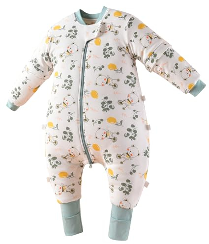 Chilsuessy Baby Schlafsack mit Beinen und Füßen - Warm Gefüttert Winter Langarm Winterschlafsack, Fahrradbär/3.5 Tog, 80cm/Höhe 85-95cm