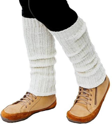 Magiska skor Merino Benvärmare för kvinnor, benvärmare av merinoull/alpackaull, manschetter, långa, mjuka, flexibla, vintervärmare, vadvärmare för vinter, Vit, En Storlek