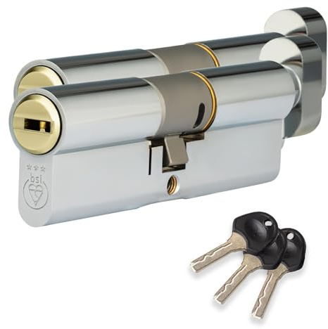 XFORT Colossus Dual Finish 3 Star Kitemarked Keyed Alike Euro Cylinder Lock 35EX/35T (70mm), British Standard TS007 Anti-Snap Barrel Lock, Upvc Door Lock.
