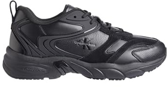 Calvin Klein Uomo Sneakers Suola Grossa Retro Tennis Low Lace in Pelle, Nero (Triple Black), 40