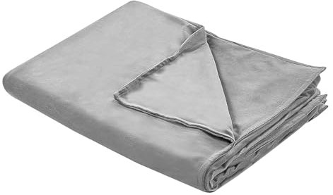 Beliani Modern Duvet Weighted Blanket Cover Polyester Fabric 120 x 180 cm Solid Pattern Grey Rhea