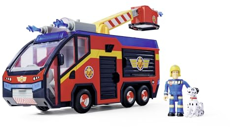 Simba Feuerwehrmann Sam Feuerwehrauto Jupiter mit Leuchteffekten – Robustes Spielzeugfahrzeug für Kinder ab 3 Jahren, großes Einsatzfahrzeug mit Sound und Licht, Feuerwehrfans