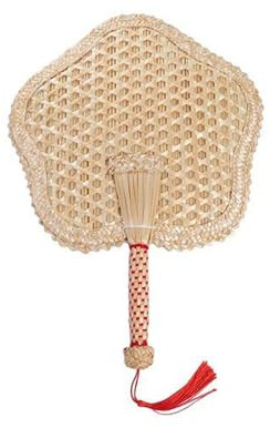 GUEDKIKL Natural Woven Hand Fan Chinese Style Wheat Straw Hand Fan Handheld Rocker Fan for Summer, Barbecue, Home Decoration