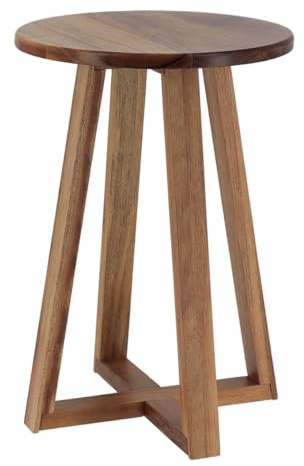 Tendance - Tabouret Pieds et Plateau Acacia - Acacia - Salle de Bain - Petit Mobilier