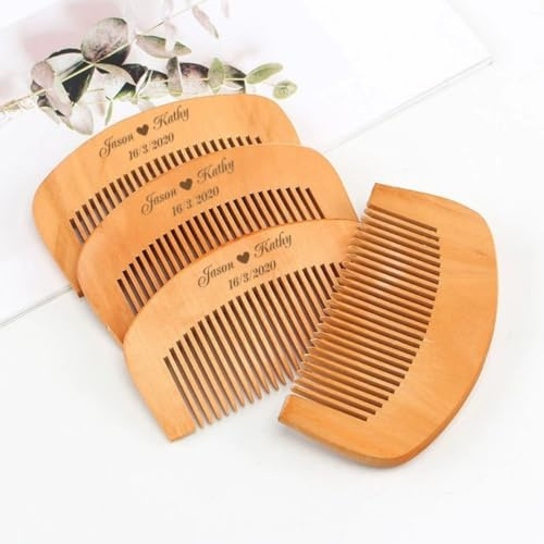 Peigne en bois personnalisé miroir en bois cadeau de mariage, fête de mariage, porte-monnaie (50 pièces)
