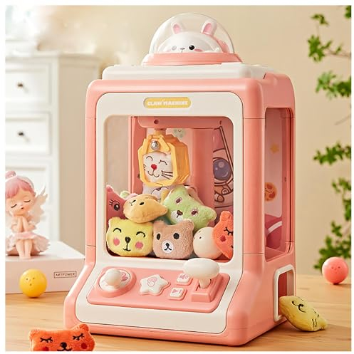 HBDSMLPL Machine a Pince Bonbon ， Candy Grabber avec Lumière et Musique,20 Poupées,10 Gashapons ， Machine à Pince pour Garçons Filles Âge 3-8,Pink