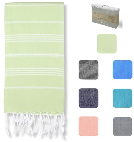 MyStilo 100% Recycled Cotton Hammam Towel - Sustainable and Natural - Sauna, Beach, Shower, Bath, Yoga Towel - Mint Green - 100 x 200 cm
