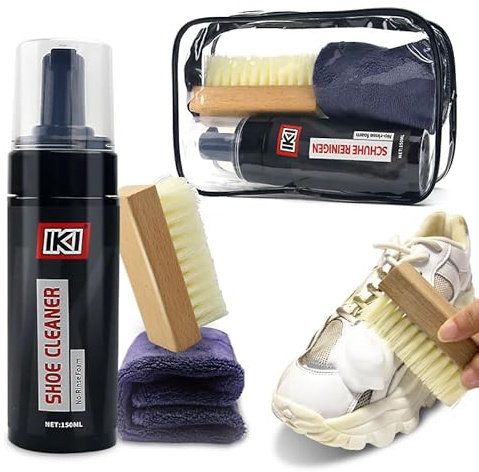 IKI Sneaker Reiniger Set – Schuhputzsets mit Sneaker Cleaner Bürste und Handtuch – Foam Schuhreiniger für Weiße Schuhe