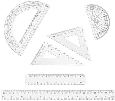 6 Stück Linealset, 30 und 15cm Gerades Lineal Winkelmesser Dreieckslineal Durchsichtiges Kunststofflineal Geometrieset Messwerkzeuge für Schule Klassenzimmer Büro Zuhause Bedarfsmaterial