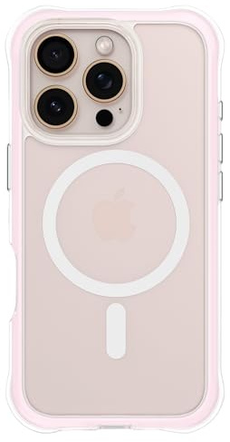 ORNARTO for iPhone 16 Pro Case Clear, Fit for MagSafe,Pink | Innovative Air-filling Tech, Military-Grade Drop Protection, Camera Control Button, Crisp-Click Metal Buttons, Crystal Clear