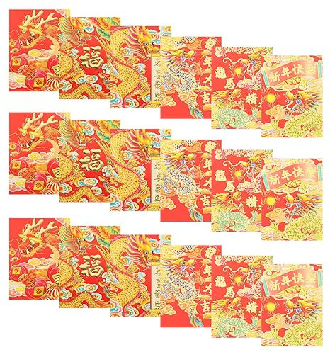 SEWACC Geldpaket 30 Rote Umschläge Traditionelles Chinesisches Design Papiermaterial Neujahrsbedarf