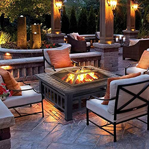 Feuerstellen für den Außenbereich, Grill, Feuerstelle im Garten, Tisch, Gartenofen, Holzkamin, Funkenschutz, Schürhaken, Regenschutz