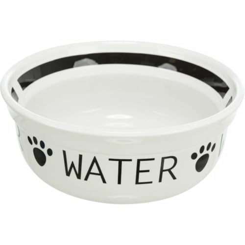 TRIXIE Napf Water, Keramik, 2,6 l/ø 25 cm, weiß/schwarz