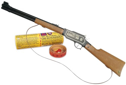 Hochwertige Pistole Revolver Gewehr inkl. 144 Schuss-Munition Polizei Cowboy für Kinder & Erwachsene Kostüm-Zubehör (Western Gewehr Kansas Kid)