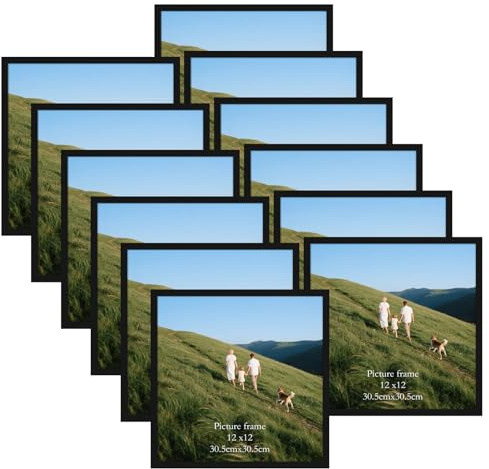 Giftgarden Cornice 30x30,Cornice Nera in PVC, Cornice da Parete, Decorazione per Casa,Set di 12