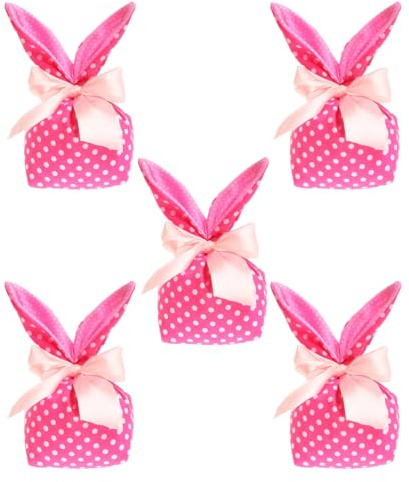 Ostergeschenktüten, Süßigkeitenbeutel für Ostern – Bunny Ears Goodie Taschen Candy Storage, 5 x Geschenktüten mit, Party der Gefälligkeiten, Osterdekoration für Kekse Snack Toys Bij