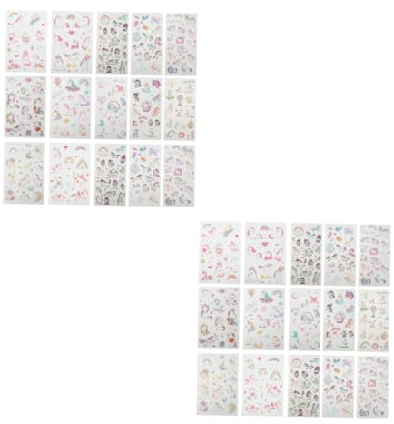 Uonlytech 8sets Scrapbooking Stickers Aesthetic Pack of Cartoon Stickers High Viscosity Adhesive Marks Safe for Boys and Girls Window Wall Decor Random Style