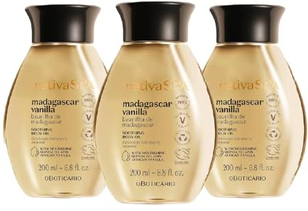 O Boticário Nativa SPA Vainilla Aceite Set | 3 x Aceite Corporal Hidratante Perfumada I Loción Corporal Vegan I 3 x 200ml