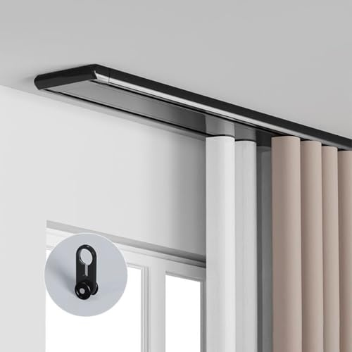 Générique Binario per tenda doppio, binario per tenda da soffitto silenzioso, binario per tenda nascosto robusto personalizzabile adatto per il kit di binario a soffitto separazione del bagno