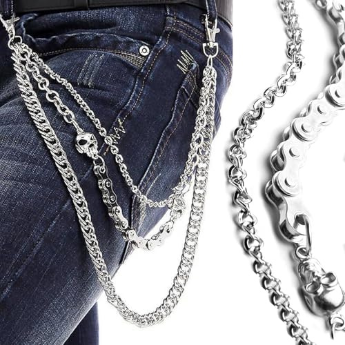 Gothic Punk Pants Chain for Men – Adjustable 60-80cm Stainless Steel Jean & Waist Chain, Emo Style Fashion Chain