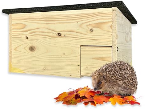 GARTENETAGE Igelhaus mit Rattenklappe aus Holz – wetterfestes Igelhotel für den Garten, sicherer Überwinterungsplatz, naturbelassenes Igelhaus für Wildtiere, nachhaltiger Unterschlupf