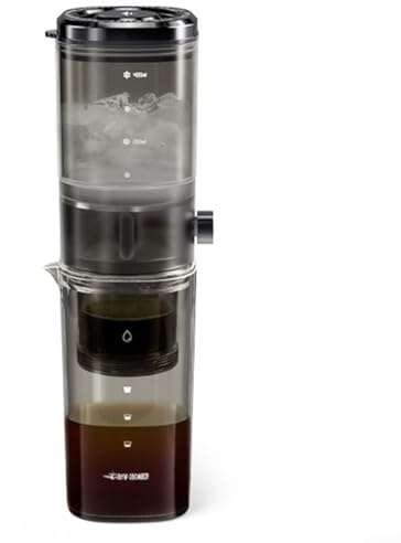 Cafetera fría con estructura segmentada y válvula de escape para una tasa de goteo estable y extracción mejorada para un café helado suave (negro)