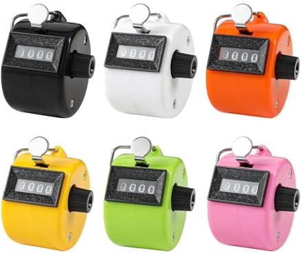 RUILILANG 6pcs Colors Handheld Tally Counter, 4-Digit Number Count Clicker Counter, Hand Mechanical Counters Clickers Pitch Counter for Coaching, Knitting, People, Lap, Fishing, Golf