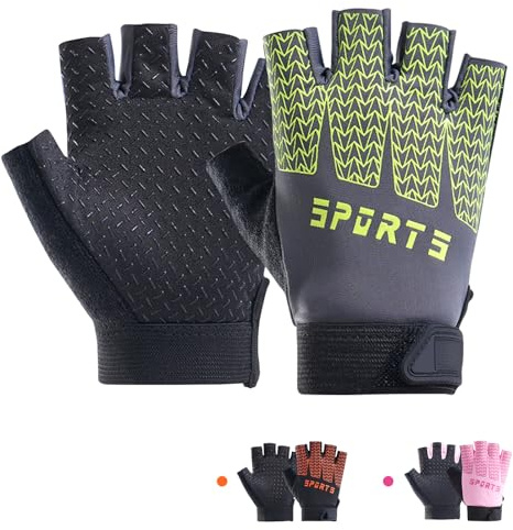 DR. WATCH Jungen Mädchen rutschfeste Fahrradhandschuhe mit halben Fingern - Gepolsterte Griffe in der Handfläche für Unisex Kinder, ideal für Sommerfahrten, MTB, Radfahren, Sport, Wandern