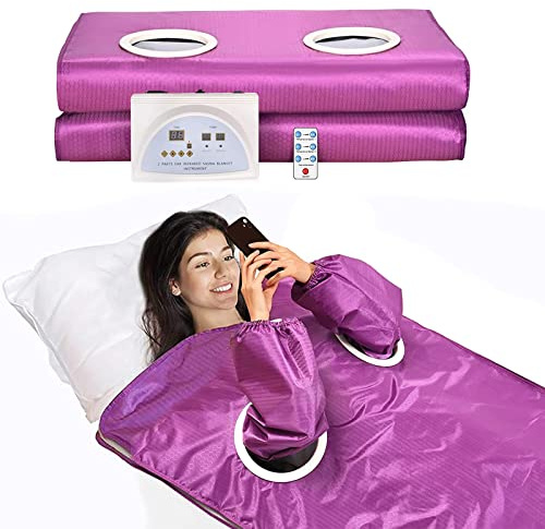 2 Zone Sauna Infrarossi, MINENICE Oxford Far Infrared Sauna Blanket Professionale, Coperta Vapore a Infrarossi Sauna con 2 Maniche, Sauna da Casa Portatile per Disintossicazione Fisioterapia