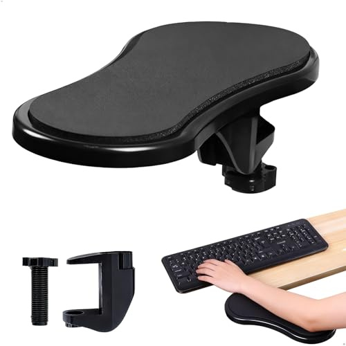 Repose Coude Bureau, Repose Main Clavier Réglable à 180° pour un Confort Ergonomique, Support de Bras de Bureau avec Base Antidérapante, Noir