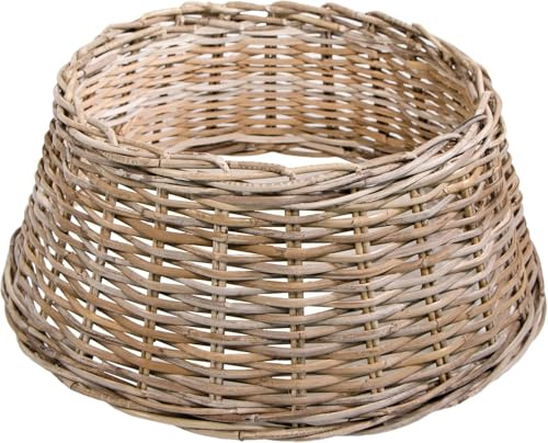 mgc24 Weihnachtsbaumring aus Rattan, Grau-Braun, Ø 75 x 26 cm | Handgefertigtes Naturgeflecht, Hülle für Weihnachtsbaumständer, Weihnachtsbaumrock und Baumständer-Abdeckung für Christbäume