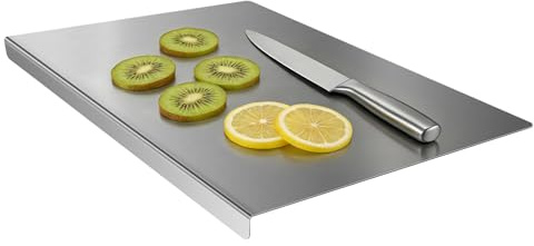 Stainless Steel Chopping Board, Kitchen Large Metal Cutting Board with Counter Lip Dishwasher Safe for Meat, Fish,Vegetables, Fruits, Bread & Baking (40 x 30cm/ 16 x 12 in)