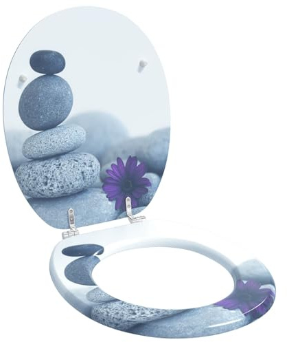 vidaXL Siège de toilette à fermeture douce Gris 44 x 38 cm Panneau MDF, Couvre- WC moderne en MDF, avec fermeture douce, un accessoire pratique et stylé pour la salle de bain