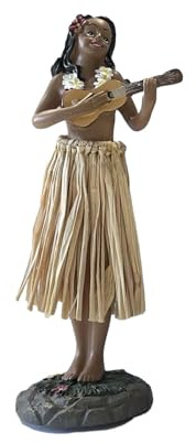 Viahsen Hawaiian Dashboard Doll Wackelkopf Mini Dancer Mädchen Figur Wohnaccessoire Aus Resin mit Detailreichem Bastrock Und Blumendekor für Auto Armaturenbre, Stil b