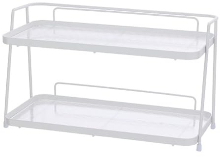 DriKou Mostrador organizador de encimera de baño de 2 niveles, estante de pie, soporte para cosméticos, estante de almacenamiento, organizador de cosméticos (Blanca)