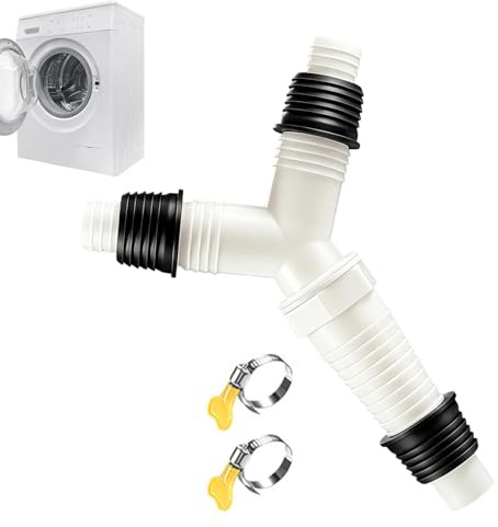 Drainage Hose Tee Joint, 10.5cmx10cm/20cm Floor Drain Joint Drain Pipe, ABS Two Outlet Pipe Adapter Splitter, Y-Shaped Washing Machine Hose Connector, for Washing Machines and Dishwashers