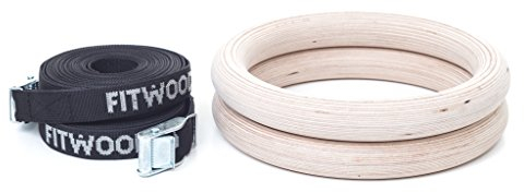 FITWOOD™ Gym Rings „Adult“, Holzoptik, schwarzes Band