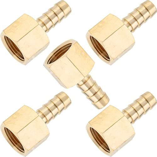 LTWFITTING 3/8 Hembra BSPP x 5/16(8mm) Latón de hembra de adaptador/conector de manguera de lengüeta de combustible, gas, agua (5 piezas)