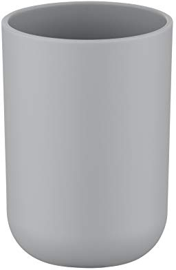 WENKO Zahnputzbecher Brasil, Becher für Zahnbürste und Zahnpasta, Zahnbürstenhalter für das Badezimmer oder Gäste-WC, Zahnbecher aus bruchsicherem Kunststoff, BPA-frei, Ø 7,3 x 10,3 cm, Grau