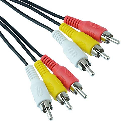 Triple RCA Male Phono Plug to Male Phono Plugs - AV Audio Visual Video Cable Lead with Yellow White & Red Plugs (LENGTH 0.25M)