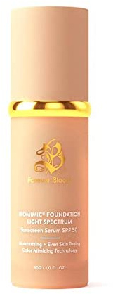 Bio Mimic Foundation Light Spectrum by ; Hydrating, Anti-Ageing, Concealing, Evening Skin Tone, Protecting from Sun with SPF50; Lifestyle Lightweight Foundation for Gym, Sports, Dancing
