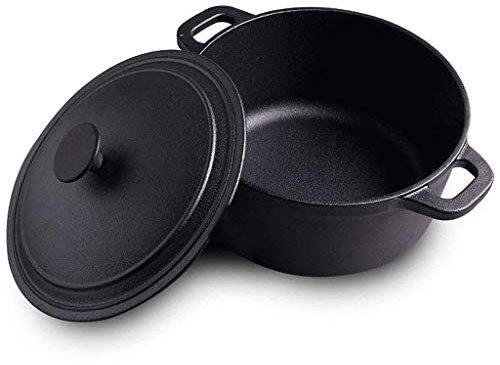 Doble asa de hierro fundido Cacerola, Cazo multiuso, apto for lavavajillas Antiadherente Pan Wok