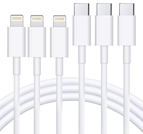 Lot de 3 câbles USB-C vers Lightning de 0,9 m, certifié MFi, câble de chargement Power Delivery pour iPhone 13/12/12 PRO Max/12 Mini/11/11PRO/XS/Max/XR/X/8/8Plus/iPad, blanc