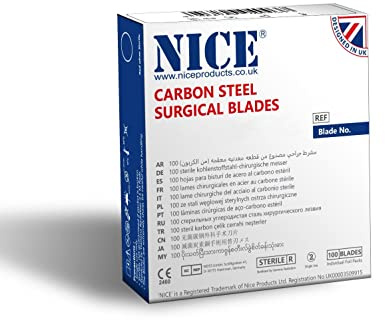 NICE No.15A Sterile Carbon Steel Surgical Blades 100-Piece Set