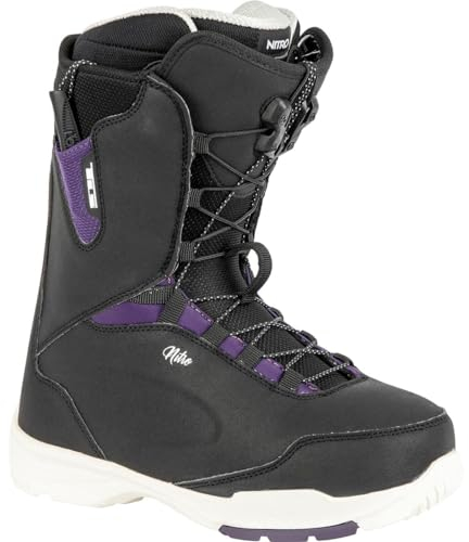 Nitro Damen Nitro Dames Scala Tls '23 All Mountain Freeride Freestyle Snelsluitsysteem Snowboardboot, BLACK-PURPLE, MP 26,0 // EU 40 US 8,5