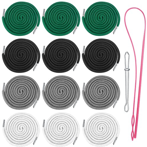 12 Piezas Cordón de Repuesto de Algodón, para Pantalones Deportivos Sudaderas con Capucha, Sudadera Pantalones, Chaquetas, Abrigos, Zapatos, con 2 Enhebradores, 130 mm